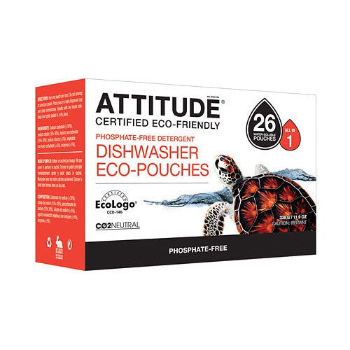Attitude Automatic Dishwasher Detergent, Eco Friendly Pouches - 26 Loads